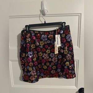 Floral Sequin Skirt - Multicolor
